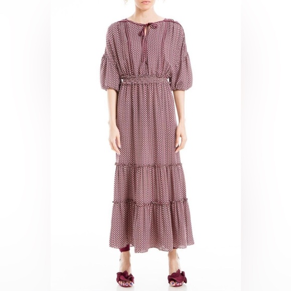 Max Studio Dresses & Skirts - Max Studio Cream/Red Geo Print  Maxi Dress Size Small NWT
